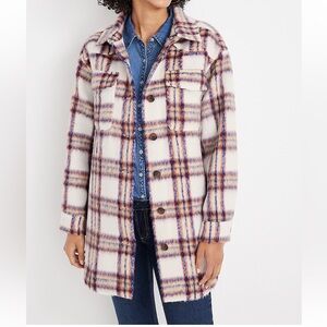 Maurices Faux Wool Plaid Oversized Shacket Coatigan Size Medium
